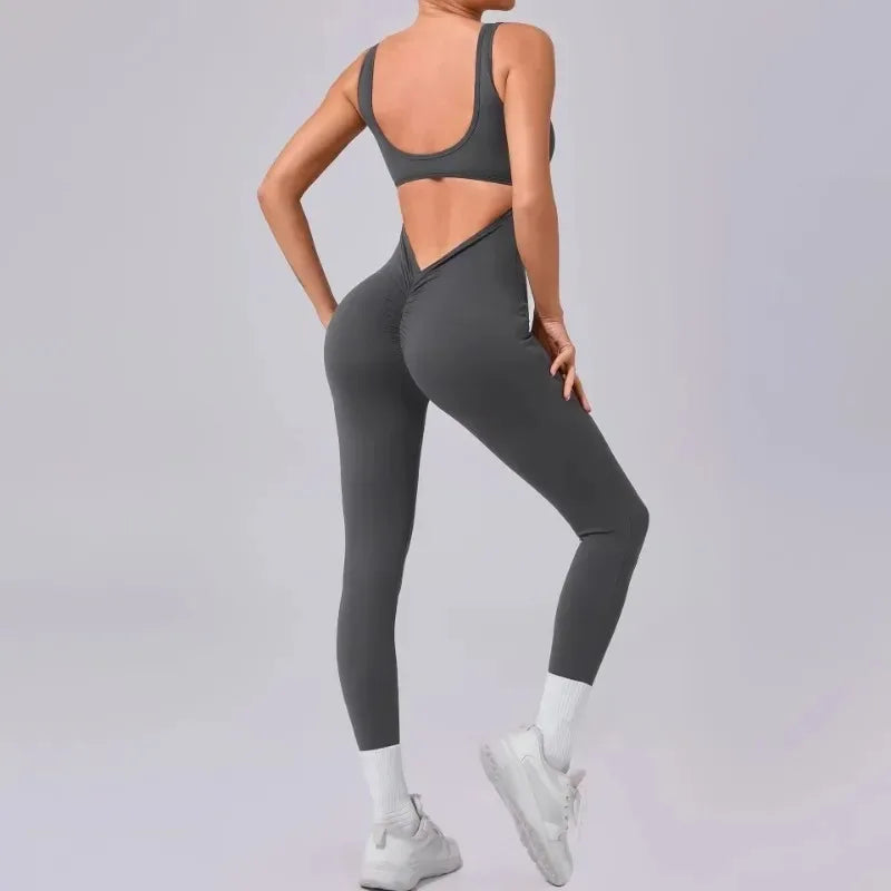 Seamless Yoga Jumpsuits Sports Fitness Hip-lifting Hollow Beauty Back One-piece Workout Running Gym Leggings Bodysuits for Women