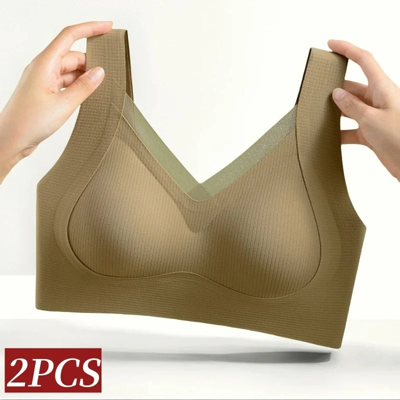2Pcs/Set Women's Seamless Bras For Women Underwear Wireless No Steel Ring Fitness Solid Color Underwear Sexy Lingerie
