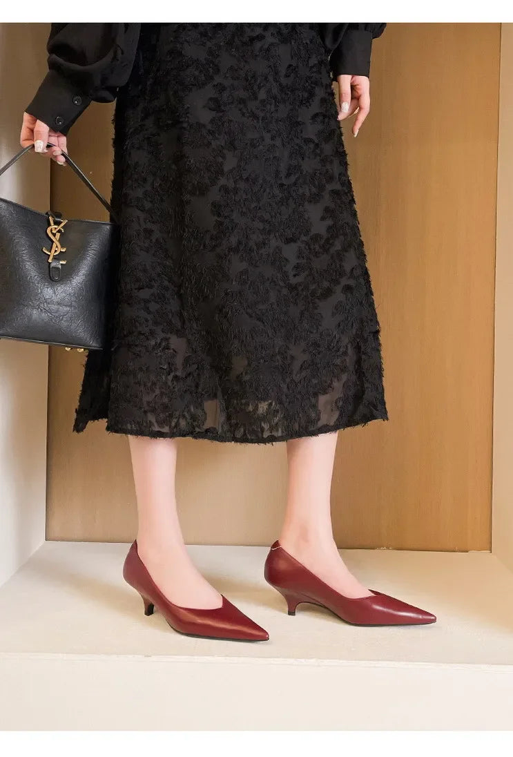 BIGTREE Sexy Classic High Heels Women Pumps Wedding Solid PU 5CM Thin Heels Kitten Heel Office Ladies Slip on Shoes Woman