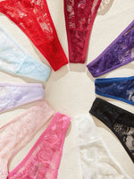10Pcs/Set Sexy Lace Women Panties Low Waist G‑String Thong Adjustable Waistband Lingerie Underwear