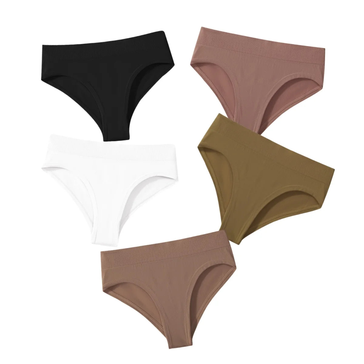 5Pcs/Set High Rise Women Panties Briefs Female Underpants Solid Color Seamless Underwear S-XXXL Sexy Lingerie Intimates