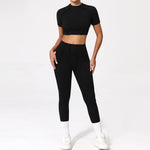 2PCS Yoga Suit Sports Set Women Quick-Drying Gym Set Women Tracksuit Running Workout Long Sleeve Sports Shirt Yoga Clothing