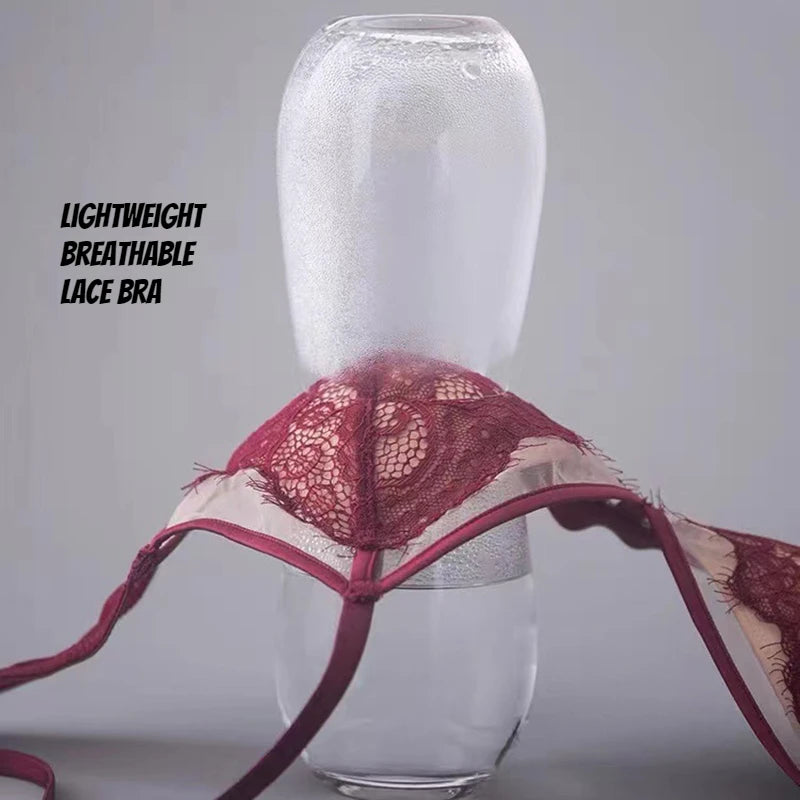 Sexy Lace Mesh Wireless Bra SetBra Soft Triangle Cup Bralette Panties Set Thin Lined Transparent Set Underwear Women Lingerie