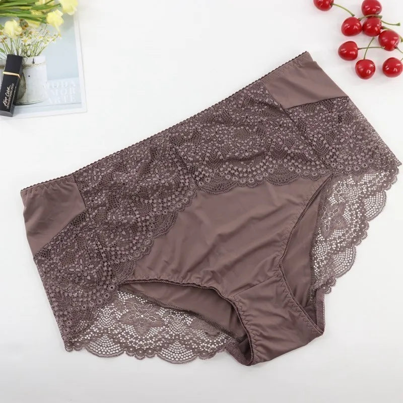 Beauwear Plus Size Women's Underpants Female Panties Comfort Intimates Lace Underwear Briefs Ice Silk Hollow Out Sexy Lingeries