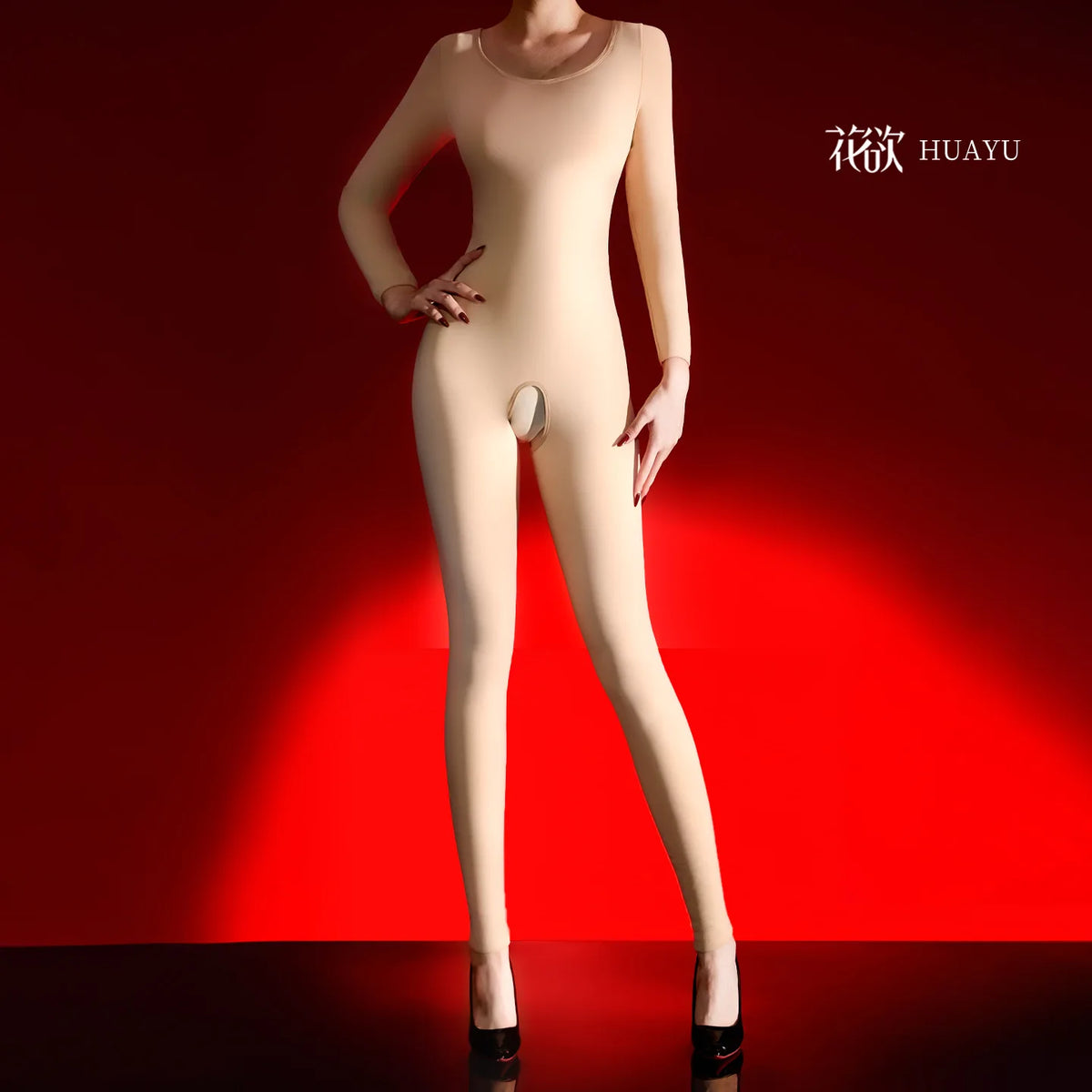 Seamless Bodysuit For Autumn And Winter Fleece-Lined Warm Body-Shaping Full Body Sexy Unisex Convenient With Stockings C96S
