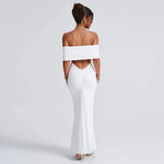Temperament Slim Strapless Long Dress Women Solid Color Sexy Off-shoulder Backless Package Hip Sleeveless Club Party Dresses