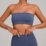 Padded Backless Bandeau Sports Bra Gym Women Crop Tube Top Seamless Yoga Top Sexy Workout Sportswear Push-up Fitness Underwear