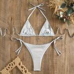 Sexy Gold Silver Red Strings Bikini 2024 Women Swimsuit Female Swimwear Thong Bikinis Set Brazilian Beach Bathing Suit Biquini