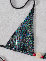 Snakeskin Halter Strappy Bikini Women Swimsuit Female Swimwear Two-pieces Bikini Set High Cut Bather Bathing Suit Swim Beachwear