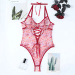 Toucheart Sexy Women Lace Backless InterestingBabydoll Bodysuit Wrap Dress High Waisted Printing Bow KnotBabydoll Bodysuit