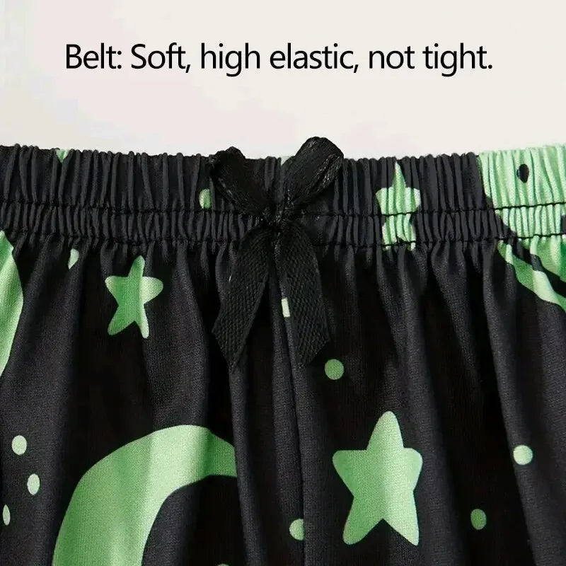 Summer Sleepwear Women Pajamas Set Alien Pattern Printed Sports Camisole Tops and Shorts Casual Loungewear