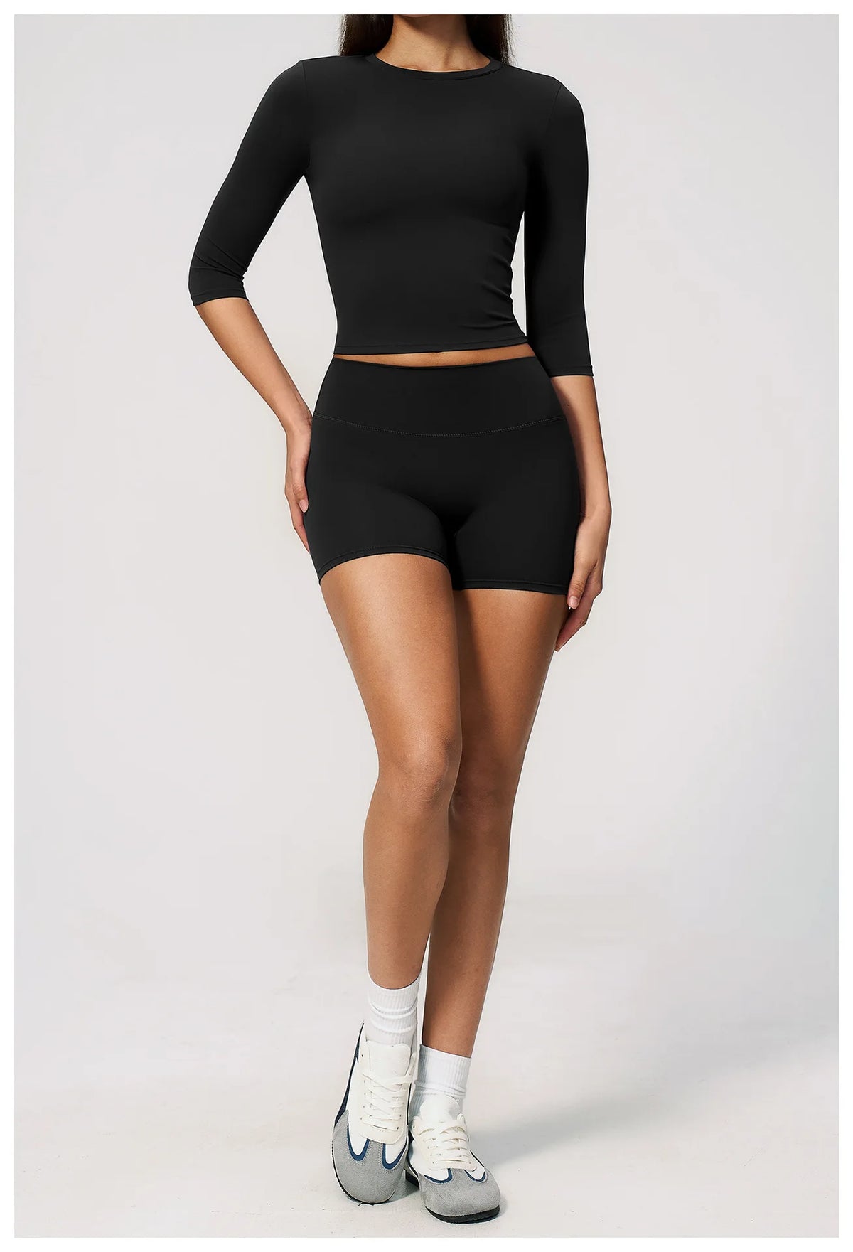 Yoga Sets Women Half Sleeve O Neck Slim Sports T Shirts High Waist Short Fitness Suit Outdoor Gym Running Workout Tracksuit