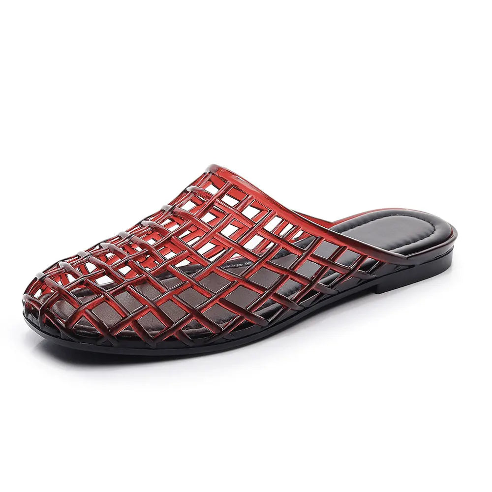 EUR Size Transparent PVC Jelly Slide Mules Women Hollow Breathable Cutout Closed Toe Slip On Flat Sandals Indoor Outdoor Slipper