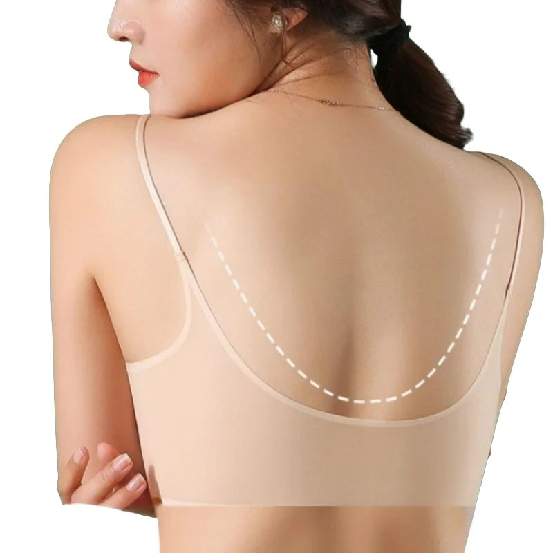 2Pcs/Set Seamless Bras For Women Padded Bra Sexy Lingerie Comfy Solid Color Tube Top Thin Straps U-Back Underwear M-4XL