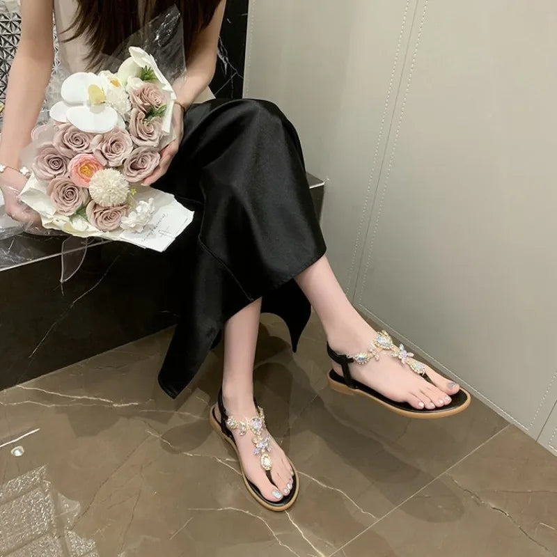 Women Sandal Summer Fashion Rhinestone Casual Shoe for Woman Luxury Beach Slippers Designer Flip Flops