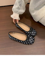 New Butterfly-knot Women Dot Ballet Flats Comfort Square Toe Slip on Shoes Ladies Eelgant Soft Sole Dress Mary Jane Shoes