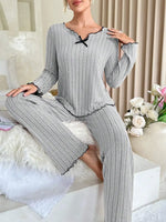 Autumn Winter Warm Flannel Pajamas Set Women Sleepwear Long Sleeve T-shirt Top and Trousers Casual Homewear Loungewear