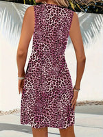 Summer Style Leopard Print Mini Dress Women Fashion Vacation Elegant Vintage V-neck Sleeveless Vestidos Nightclub Party Dresses
