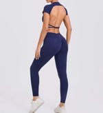 Women's Yoga Sets 2 Piece High Waist Hip Lift Leggings with Cross Back Sports Bra Seamless Workout Clothes Fitness Gym Wear Set