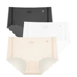 3Pcs/Set Women Ice Silk Briefs Scallop Trim Seamless Panties Ladies Underwear Lightweight Sexy Lingerie Female Underpants M-XL