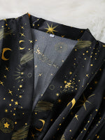 Women's Pajama Comfortable Loose Women's Elegant Pajama Set with Star and Moon Print V-Neck Camisole and Shorts 3pcs Set for All