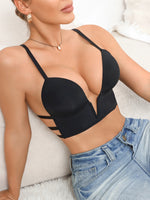Women's Sexy Bra Deep V Plunge Bralette with Thin Crisscross Back Straps Ladies' Everyday Invisible Push up Bra for Dresses