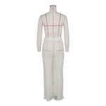 DEKA Beach Cover Up High Split Crochet Knitted Tunic Beach Dress Beach Wear Beachwear Women Long Knit Hollow Tassels Skirt Suit