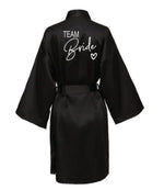 Wedding Party Team Bride Robe With Black Letters Kimono Satin Pajamas Bridesmaid Bathrobe SP001