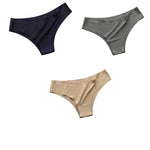 3Pcs/Set Women's Smooth Ice Silk Briefs Low-Rise Ice Silk Brazilian Panties No-Show Breathable Underwear Seamless Bikin