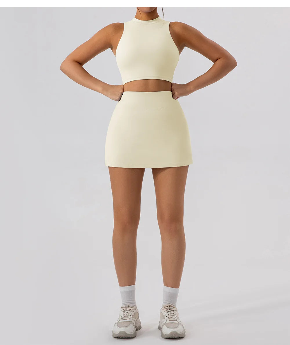 2025 Tennis Skirts Shorts Women Solid Sports Gym High Waist Yoga Fitness Shorts Slim Fit Breathable Running Fitness Mini Skirt