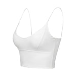 White detachable breast pad summer bra ribbon hanging neck small U-neck vest solid color vest fixed short top women X380