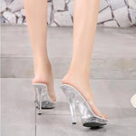 12 CM HeightCrystal Slippers Female Summer Waterproof Platform Non-slip Thick Sole Transparent PVC Sandals Womens Pumps 2019