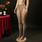 Leggings Tights One-piece Bare Leg Illusion Sexy Women's Floral Elastic Footed Fishnet Stockings Transparent Flower Print MXG2