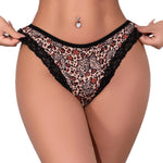 1pcs Leopard Print Sexy Women Panties Lace Patchwork Breathable Fashion Style Sexy Lingerie Elegant Low Waist Female Underpants