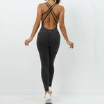 Seamless High-Waisted Peach Hip Yoga Jumpsuit for Women - Fast Drying Sweat-Wicking Tight Running Sports Jogging Gym Activewear