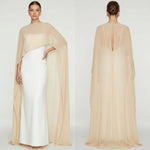 Women's Sheer Chiffon Cape Bat Sleeve Floor Length Shawl Elegant Cover Up Tops Party Evening Cape Blouse f