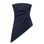 HH Elegant Women's Strapless Ruched Side Top Asymmetrical Hem Crop Tube Top for Vacation Wedding Guest Evening Wear