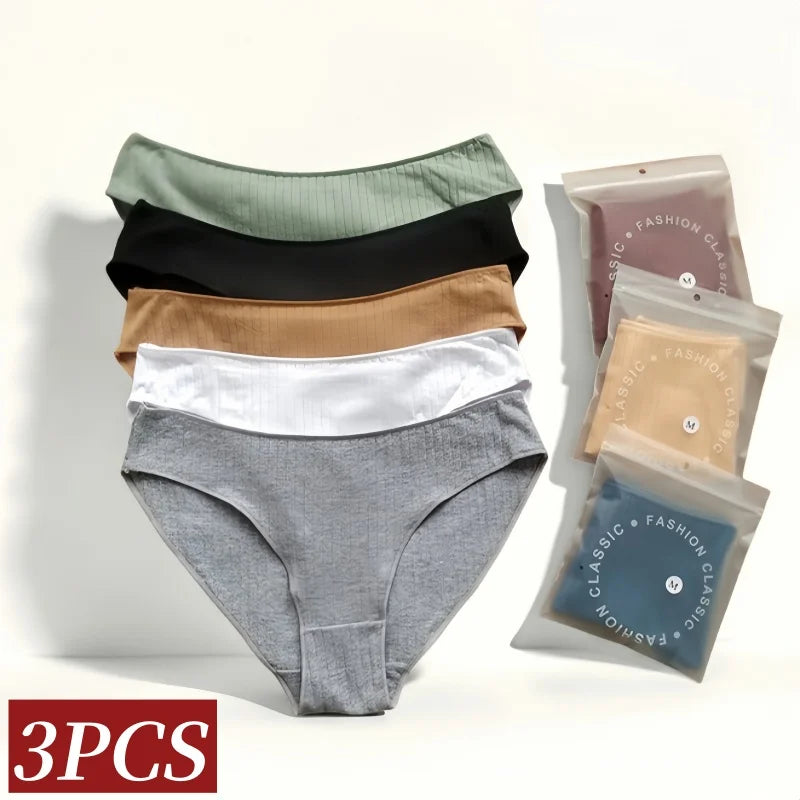 3Pcs/Set Women Panties Low Waist Briefs Women Cotton Panty Female Underpants Comfort Underwear Sexy Lingerie M-XL