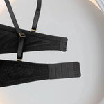 Black deep V-neck cinched top underwear for women, large breasts make small, soft steel coil bra, sexy mesh bra