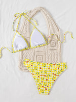 2025 New Women's Black Ground White Dot Printed Swimsuit Halter Neck Low Waist Bikini Set For Summer Female Swimwear Brazilian