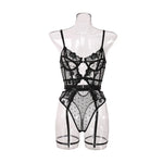 Toucheart Lace Sexy Skinny Babydoll Bodysuit Embroidery Erotic Private Adult Suit Solid Color Patchwork High Waisted Sexy Set