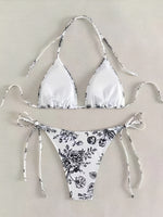 2026 Halter Triangle Bikinis Printed Swimsuit Women Sexy String Swimwear Female Bathers Swimming Bathing Swimming Swim Suit