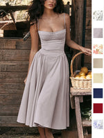 2024 Summer Sexy Spaghetti Strap Long Dresses Slim French Vintage Elegantes Style Suspender Party Dress Vestidos Robes Longues