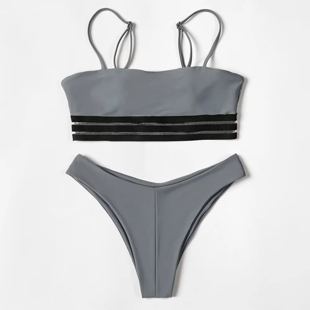 ZTVitality Solid Wrinkles High Waist Bikini 2022 New Padded Lace Up Swimsuit Sexy Swimwear Women Brazilian Bathing Suit Biquini