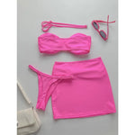 2026 New 3 Pieces Bandeau Bikini Swimsuit with Skirt Women Swimwear Female Sexy Thong Bikinis Beach Wear Swim Bathing Suit Pool