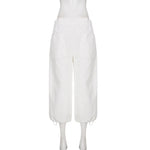 Summer women's elastic waist casual workwear low-rise mid-pants comfortable woven pants