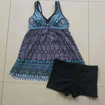 DEKA Plus Size Tankini Set Women Two Piece Bikini Swimdress Swimsuits Printed Push Up Retro Large Swimwear Swimming Suit