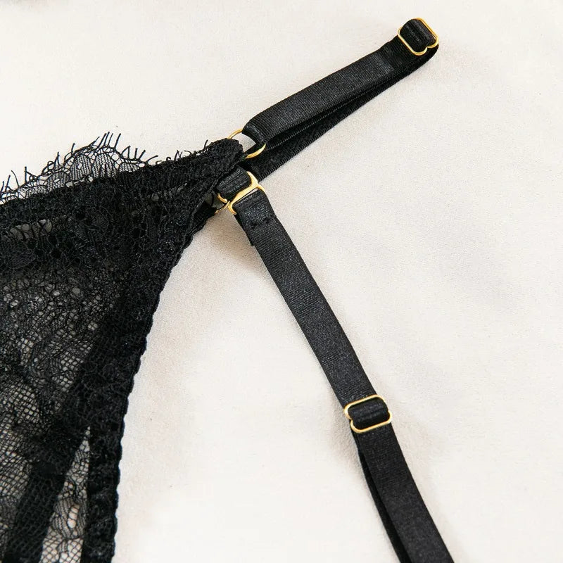 Toucheart Sexy Lingerie Suit Female Sexy See-through Lace Halter Bra SetAdjustable Leg Ring Set for Women Sexy Underwear New