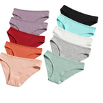 10Pcs/Set Women Cotton Briefs Breathable Panties Low Waist Briefs Sports Solid Soft Skin-Friendly Underwear Daily Wear S-XXL