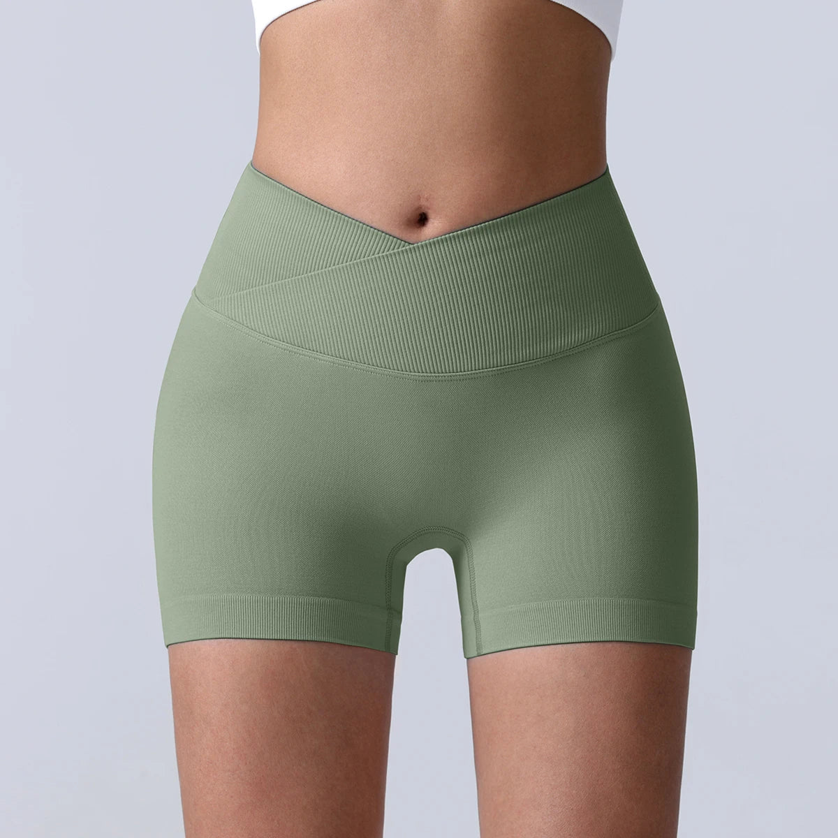 Cross-Back Yoga Shorts for Women - High-Waisted Tummy Control Fitness & Yoga Running Breathable Quick-Dry Shorts